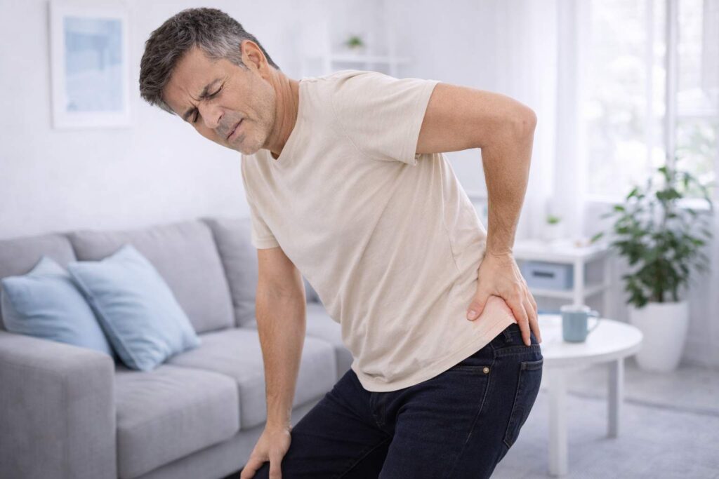 Paciente recibiendo fisioterapia para dolor de cadera en clínica de rehabilitación en Toluca